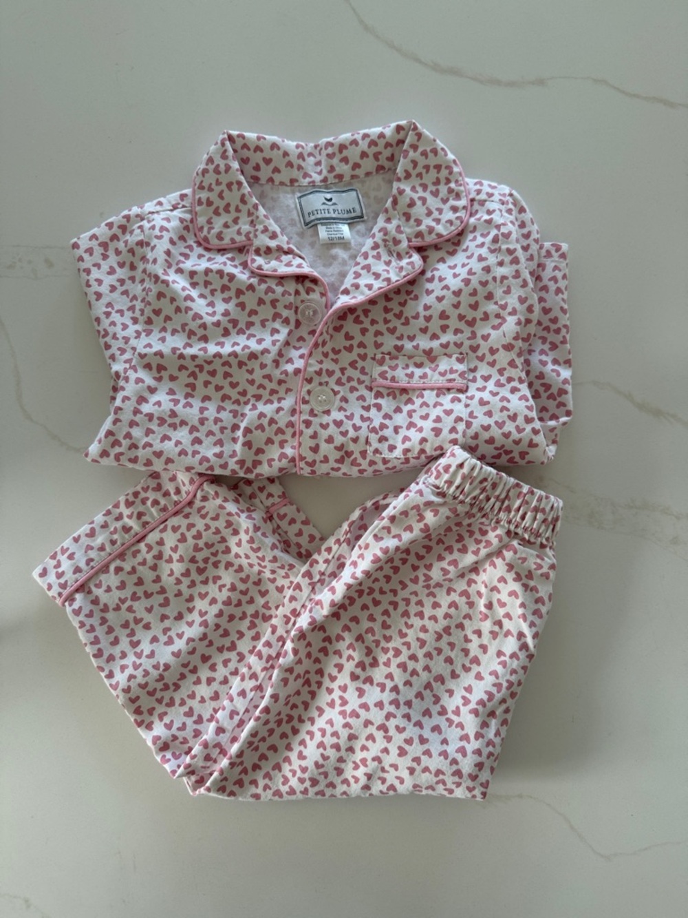Petite Plume toddler Pink Heart Pajama Set